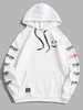 Cartoon Face Letter Print Applique Fleece Hoodie Xl White