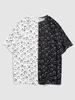 Cartoon Face Print Monochrome T-shirt S White