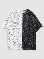 Cartoon Face Print Monochrome T-shirt S White