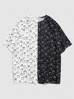 Cartoon Face Print Monochrome T-shirt Xl White