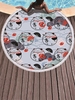 Cartoon Fortune Cat Pattern Tassel Decor Beach Towel