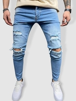 Casual Destroyed Frayed Jeans 36 Light blue