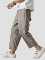 Casual Drawstring Ninth Pants 2xl Light coffee