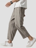 Casual Drawstring Ninth Pants Xl Light coffee