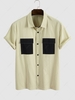 Casual Flap Pocket Design Shirt M Blanched almond