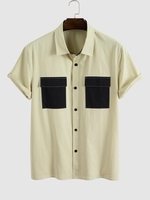 Casual Flap Pocket Design Shirt S Blanched almond