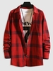 Casual Long Sleeve Plaid Shirt S Red