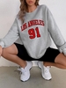 Casual Los Angeles 91 Print Pullover Sweatshirt M Gray