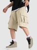 Casual Multi Pockets Solid Color Cargo Shorts M Light coffee