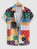 Casual Paisley Bandana Print Button Up Shirt Xxl Multi a