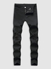 Casual Ripped Button Zipper Jeans 32 Black