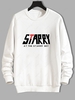 Casual Starry Graphic Crew Neck Sweatshirt S White