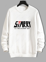 Casual Starry Graphic Crew Neck Sweatshirt S White