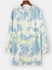 Casual Tie Dye Drawstring Hoodie Dress M Multi a
