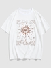 Celestial Sun Eye Moon Print Graphic Short Sleeve Vintage T-shirt Xxl White