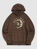 Celestial Sun Moon Letters Print Graphic Hoodie L Deep coffee