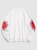 Celestial Sun Moon Print Basic Sweatshirt S White