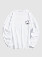 Celestial Sun Print Sweatshirt L White