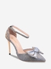 Chain Bow Decor Jacquard Stiletto Heeled Pumps