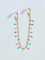 Chain Colored Charms Huggies Earring