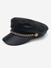 Chain Decor Flat Top Baker Boy Hat