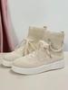 Chain Faux Pearls Detail Lace Up Socks Style High Top Sneakers