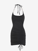 Chain Halter Cinched Mini Dress S Black