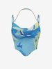 Chain Halter Cowl Front Corset Top S Blue