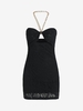 Chain Halter Cut Out Bodycon Dress L Black