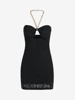 Chain Halter Cut Out Bodycon Dress L Black