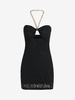 Chain Halter Cut Out Bodycon Dress S Black