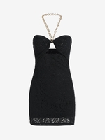 Chain Halter Cut Out Bodycon Dress S Black