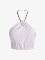 Chain Halter Keyhole Crop Top S White