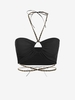 Chain Halter Midriff Flossing Tank Top M Black