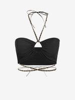 Chain Halter Midriff Flossing Tank Top S Black