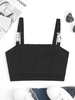 Chain Insert Crop Tank Top S Black