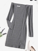 Chain Ribbed Off Shoulder Mini Dress M Dark gray