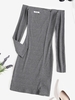 Chain Ribbed Off Shoulder Mini Dress S Dark gray