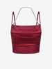 Chain Satin Ruched Crop Cami Top Xl Deep red