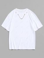 Chain Spring Detail Short Sleeve T-shirt 2xl White