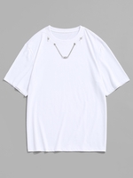 Chain Spring Detail Short Sleeve T-shirt Xl White
