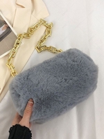 Chain Strap Fluffy Faux Fur Shoulder Bag