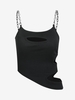 Chain Straps Cut Out Asymmetric Tank Top M Black