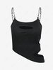 Chain Straps Cut Out Asymmetric Tank Top S Black