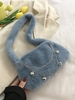 Chains Detail Fluffy Faux Fur Crossbody Bag