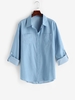 Chambray Front Pocket Rolled Up Sleeve Shirt Xl Blue