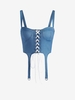 Chambray Stirrup Detail Lace Up Corset Top S Light blue
