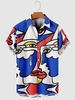 Character Face Pattern Casual Shirt Xl Ocean blue