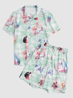 Characters Renaissance Art Printed Shirt and Shorts Set Xxl Light green