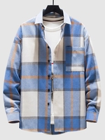 Check Pattern Long Sleeve Shirt Xs Blue